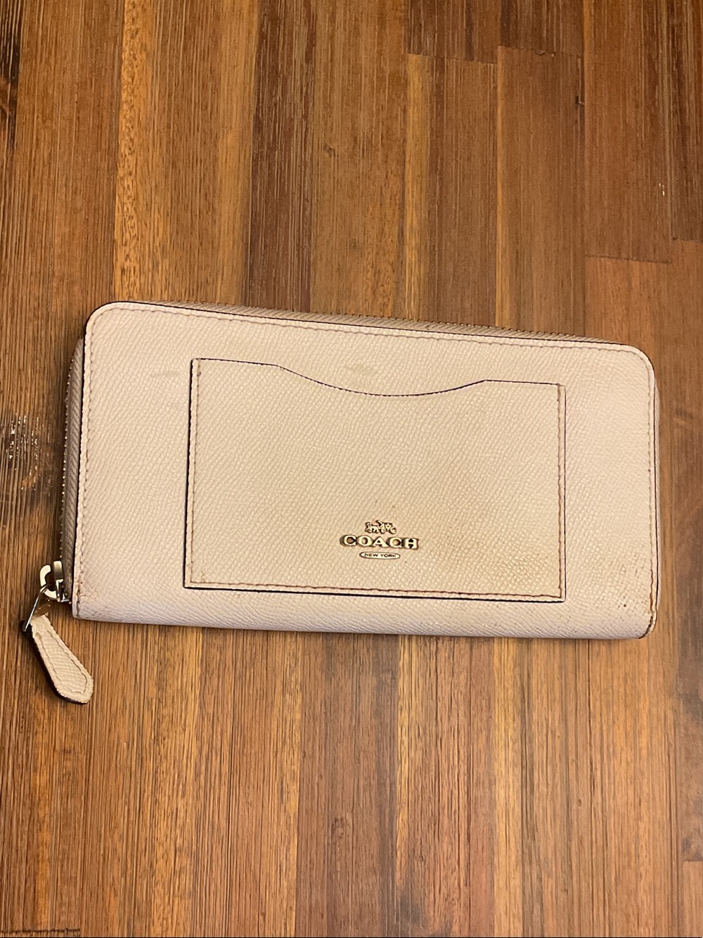 Coach Zip Around Wallet in Blush Pink Pebbled Leather